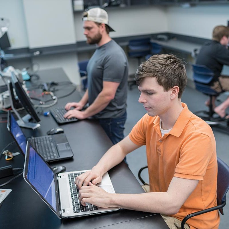 Two Students work in a Min Kao Engineering Building Computer Lab | Min ...