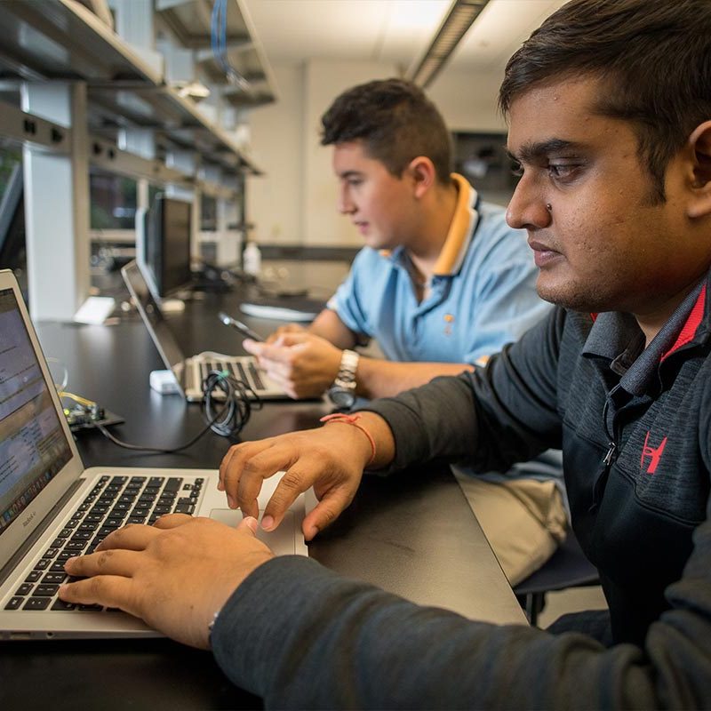 Two Students work in the Power Lab