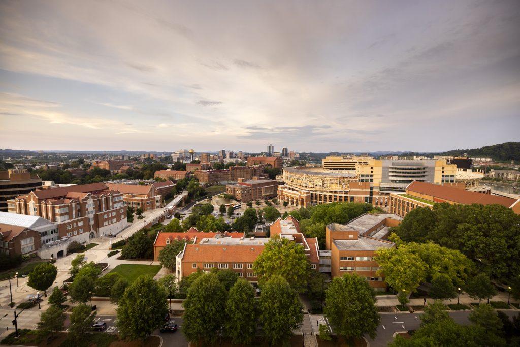 aerial view of the University of Tennessee, Knoxville campus