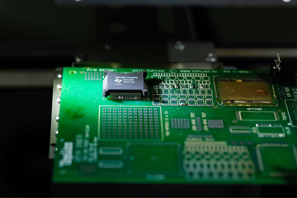 computer chip in a motherboard