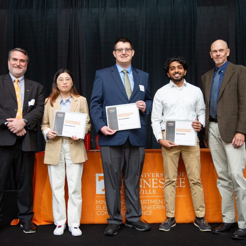 Left to right: Garrett Rose, Chenchen Li, Ian Lumsden, Karan Patel, and Jens Gregor at the Gonzalez Awards ceremony