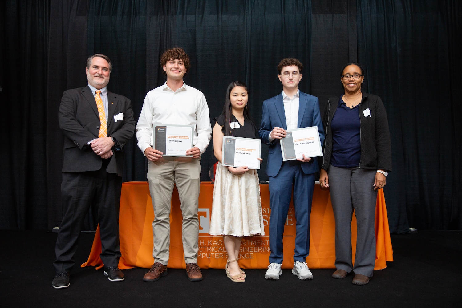 Left to right: Garrett Rose, Colin Sprague, Eliana Nichols, David Haydaychuk, and Nicole McFarlane at the Gonzalez Awards ceremony 