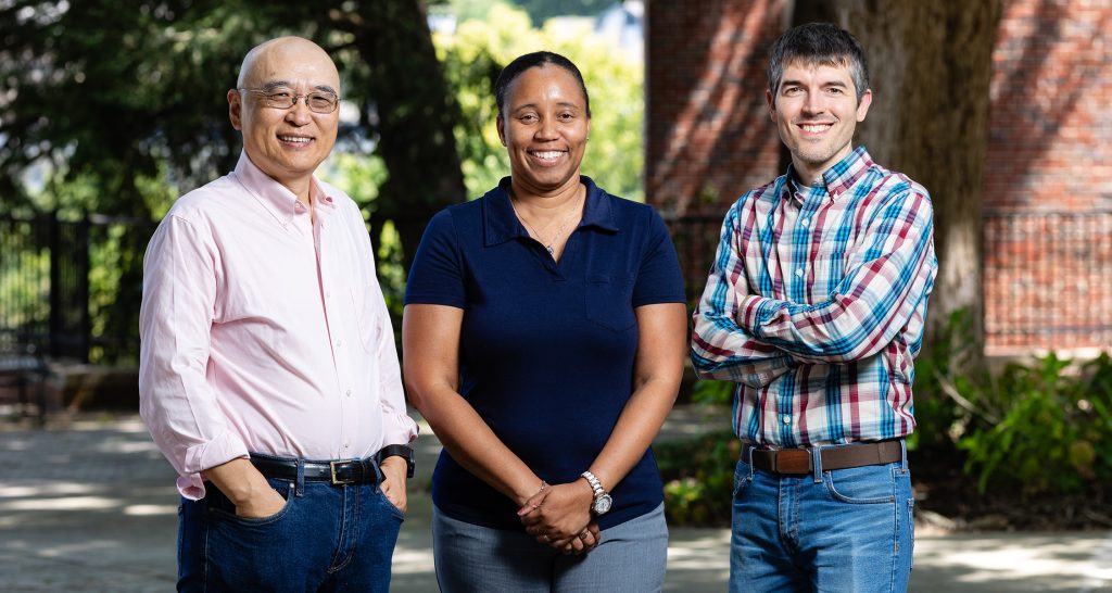 From left to right: Tickle College of Engineering Professors Jindong Tran (BME), Nicole McFarlane (EECS), and Dustin Crouch (BME)