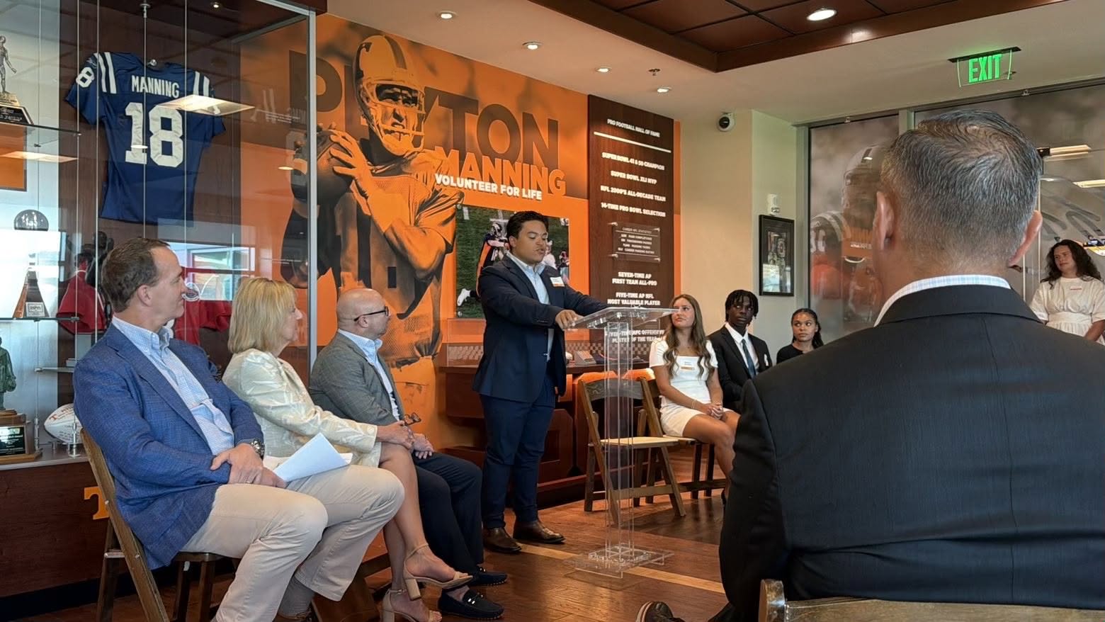 Hector Centeno-Lopez speaking at the scholarship reception event